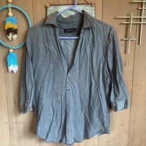 Grey Zara Denim Blouse